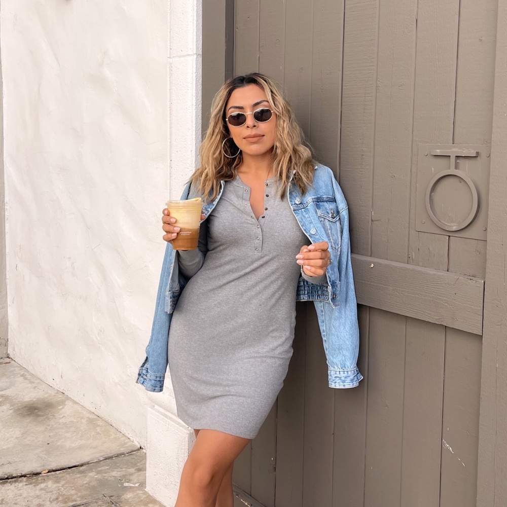 Soft Ribbed Grey Dress